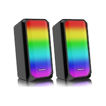 Mikado Md-356 Büyük Boy 1+1 10w Rgb Ledli Siyah Usb Multimedia Oyuncu Speaker Hoparlör
