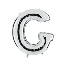 Gümüş Folyo Balon G Harfi 16inç 40cm Gri