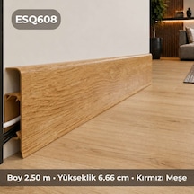 Esquero Kablo Kanallı PVC Süpürgelik 250 cm, Açılabilir Kapaklı, Kırmızı Meşe, ESQ608