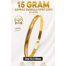 22 Ayar Tse Belgeli 15 Gram Çapraz Burgulu Kiprit Çöpü Ajda Altın Bilezik Gold Düğün Nişan
