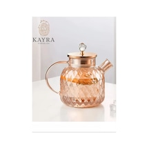 Kabartmalı Borosilikat Cam Demlik 1000ml Royaleks-cm-2006 Ahşap - Çelik