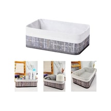 Bambu Çok Amaçlı Saklama Kutusu Düzenleyici Büyük Boy Organizer, Dekoratif Bambu Düzenleyici Gri 33x23x12cm 10