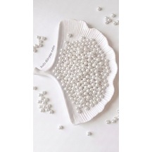 6 Mm Beyaz İnci Lüks Delikli Takı Aksesuar Yapım Boncuğu 50 Gram 380-400 Adet