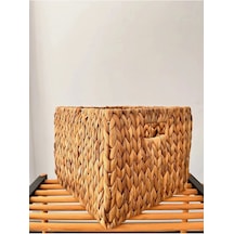 Dekoratif Kare Hasır Düzenleyici Sepet 3 Lü