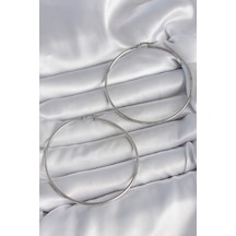 316 Çelik Gümüş Renk 63 Mm Halka Model Kadın Küpe Çok Renkli