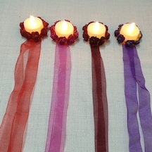 Led Işıklı Kına Gecesi Mumu El Gülü Kağıt Güllü 10 Lu