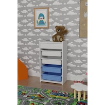 4 Sepetli Oyuncak Dolabı Çok Amaçlı Dolap Beyaz - Beyaz&Mavi Beyaz 4 Sepetli Oyuncak Dolabı Çok Amaçlı Dolap Beyaz - Beyaz&Mavi Beyaz