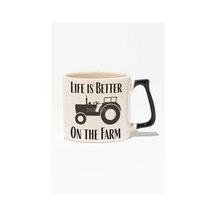 Life Is Better On The Farm Baskılı Çiftçi Çiftlik Hediyelik Siyah Kulplu Modern Seramik Kupa Siyah