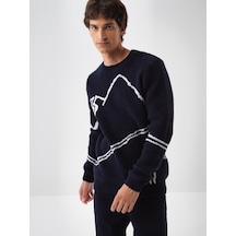 Xint Lacivert Yumuşak Dokulu Regular Fit Kazak 801813