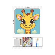 Sayılarla Boyama 20x20 Cm Tuval Seti Fırça Boya Dahil Çıtaya Gerili - Bebek Zürafa