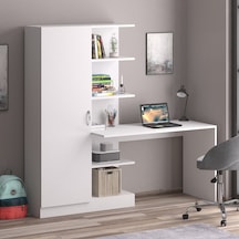 Narin Raflı Kitaplıklı Askılıklı Dolaplı Çalışma Masası Beyaz (Dolap Sol) Narin Raflı Kitaplıklı Askılıklı Dolaplı Çalışma Masası Beyaz (Dolap Sol)