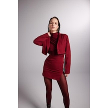 Holly Lolly Yırtmaçlı Mini Panky Etek Bordo