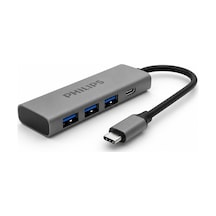 Philips SWR5041/00 USB-C 4'ü 1 Arada USB 3.0 Hub, 3x USB-A + 1x USB-C, 5Gbps Veri Aktarımı, Plastik Gövde