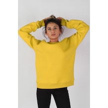 Kadın Sıfır Yaka Baskılı Sweatshirt 001