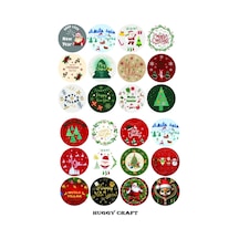 24 Adet 4 Cm Yılbaşı Temalı Etiket, Yapışkanlı Sticker, Hediye Paketi Etiketi Yüksek Kalite Standart
