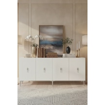 Ka1812bs Salkım Konsol Ve Tv Sehpası Beyaz-sılver 180cm Beyaz - Gümüş