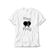 Ping Pong Racket Design Black Beyaz Tişört Beyaz