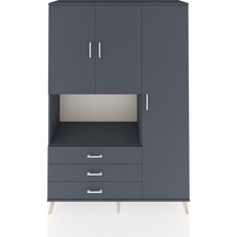 Hyperion Dolap 7 Raflı 3 Çekmeceli 3 Kapaklı 132x44x195 Antrasit-antrasit/antrasit Antrasıt/antrasıt