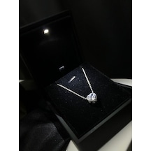 Vog Swarovski Taşlı S Model Kalp Detay 925 Ayar Gümüş Kolye Gümüş