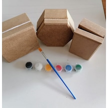 Ahşap Kutu Boyama Seti 5 Parça Boyanabilir Oyuncak