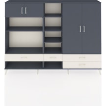 Arges Dolap 12 Raflı 4 Çekmeceli 4 Kapaklı 220x30x163 Antrasit-an Antrasit-antrasit/aytaşı