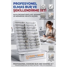 Zenvac 20 Parça Elmas Gravür Ucu Seti, Cam Oyma Mermer Şekillendirme Freze Uçları 6mm Şaft 723163 Zenvac29