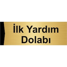 Ilk Yardım Dolabı 7x20cm Altın Renk Metal Yönlendirme Levhası