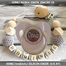 Sahi Aksesuar İsimli Emzik Zinciri Ve İsimli Silikon Emzik 0-6 Ay Bezyı424 Lila