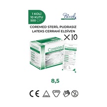 Steril Cerrahi Lateks Pudrasız Eldiven 8,5 Beden 1 Koli-10 Paket-500 Çift