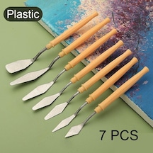 7 Adet Paslanmaz Çelik Spatula Yağlıboya Kürek Pişirme Pasta Araçları Mutfak Gereçleri Fondan Krem Karıştırma Kazıyıcı Plastik