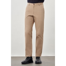 İmza Koyu Bej Düz Armürlü Pamuklu Yan Cep Comfort Fit Casual Pantolon 1003245169 KOYU BEJ