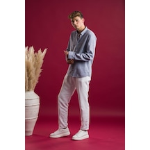 Slimfit Uzun Kol Keten Erkek Yazlık Gömlek 001