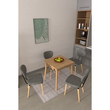 Vilinze Deniz Sandalye Avanos Ahşap Mdf Kanatlı Mutfak Masası Takımı - 70x70+70 Cmtk-avanos-07070k-nn-d33deniz-sigmagri Gri
