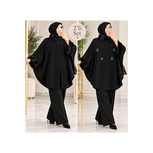 Genel Markalar Novea Scarf Premium 2 Li Set Kürklü Triko Panço Siyah - 942743086 Siyah