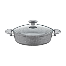 Oms Granit 28x8 Cm Gri Pilav Tencere Cam Kapaklı 3310 Diğer