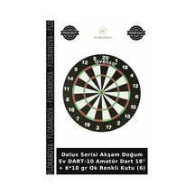 Delux Serisi Akşam Doğum Ev Dart-10 Amatör Dart 18" + 6 18 Gr Ok Renkli Kutu 6