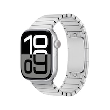 Kilifone - Apple Uyumlu  Watch 10 46mm - Kordon Metal Kordon - Krd-35 - Gümüş