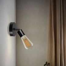 Riolight Modern Siyah 1xe27 Duylu Mfsallı Hareketli Başlık Metal Duvar Aplik Siyah
