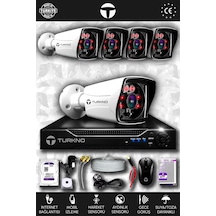 Turkno 5 Kameralı Karia 5 Dış Kamera Set 500 GB HDD Full HD Gece Görüşlü Güvenlik Kamerası Sistemi
