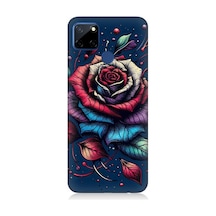 Realme C12 Uyumlu Siyah Gülün Asaleti Desenli Silikon Kılıf Çok Renkli