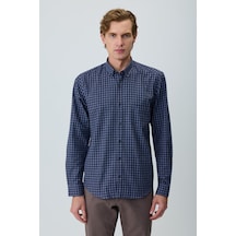 Morven Erkek Lacivert Trend Kareli Dynamic Fit Gömlek 26ks004002200 Lacivert