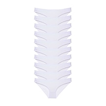 Royaleks 10 Adet Süper Eko Set Likralı Kadın Slip Külot Beyaz L