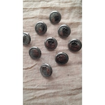 Sıyah Nıkel Metal Düğme 15 Mm 9 Adet