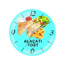 Kişiye Firmaya Özel Tost Patates Büfe Çap 30cm Sessiz Akar Bombeli Gerçek Cam Duvar Saati Çok Renkli