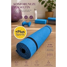 10 Mm Çift Taraflı Pilates Matı Yoga Matı Spor Minderi Yer Matı 170 Cm X 55 Cm Mavi Mavi
