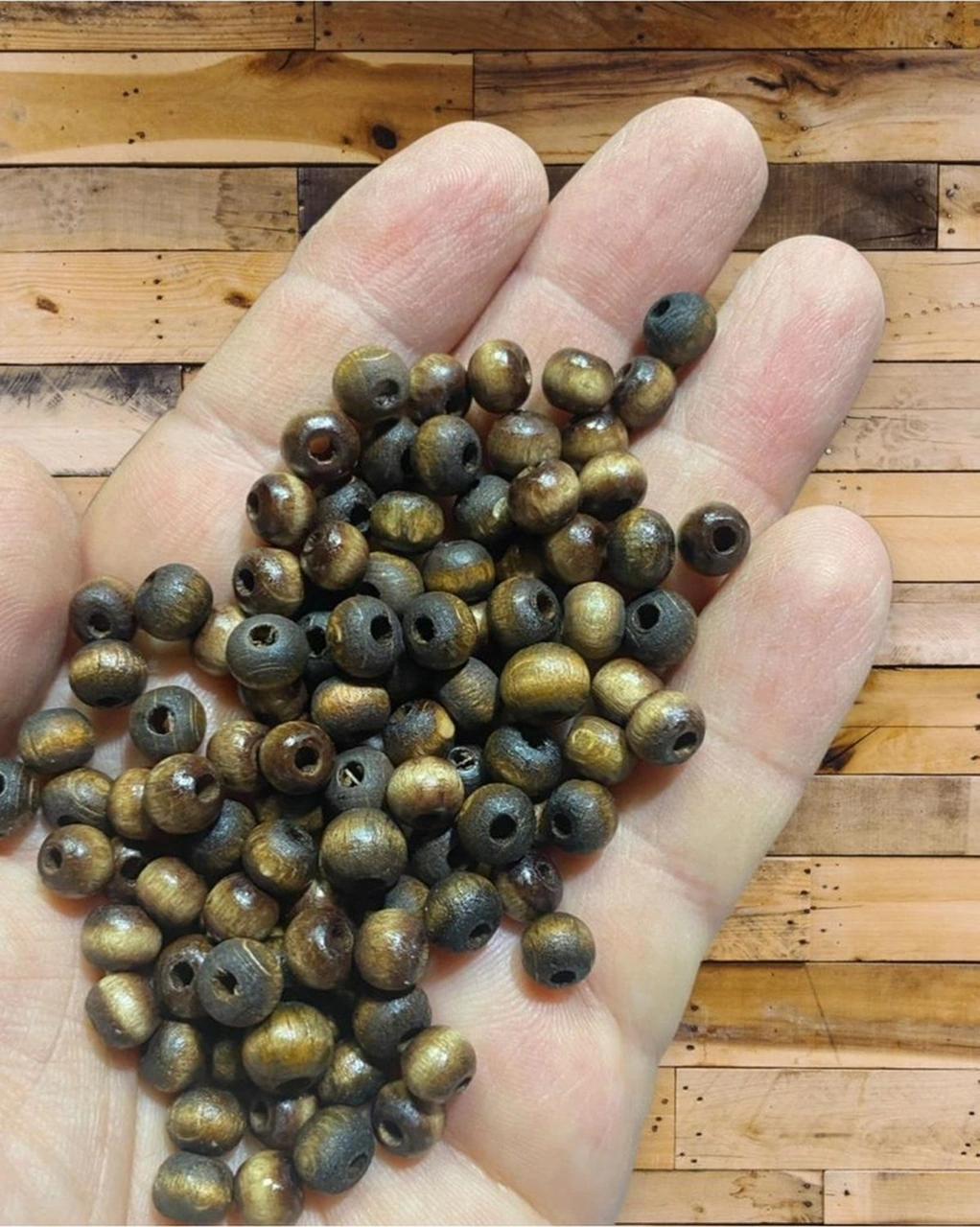8mm Kahverengi Ahşap Boncuk - Takı Boncuğu - 200 Adet