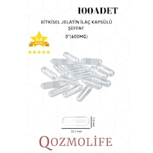 Qozmolife Orta Boy Şeffaf Bitkisel Jelatin Boş Kapsülü Helal Sertifikalı 0"600mg 100 Adet