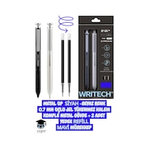 0.7 Mm Uçlu Jel Tükenmez Kalem Komple Metal Gövde Set Writech Diğer