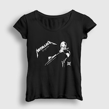 Presmono Kadın Jaymz Metallica T-shirt Siyah