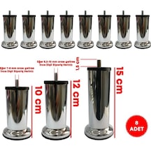 Ademkocplastik 10 - 12 - 15 Cm Metal Krom Baza Koltuk Kanepe Sehpa Ayağı 8 Adet